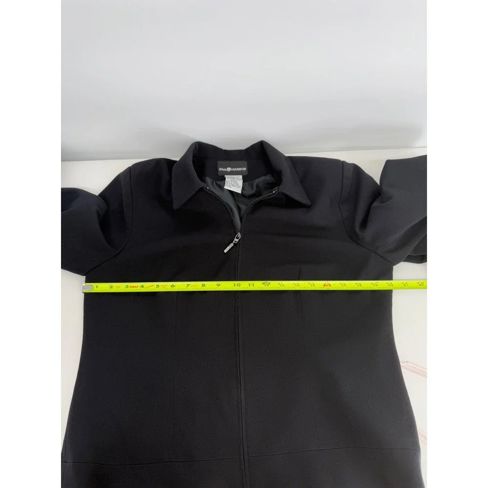 Sag Harbor Zipper Collar Jacket Blazer Womens Professional Business‎ Sz 10 Black